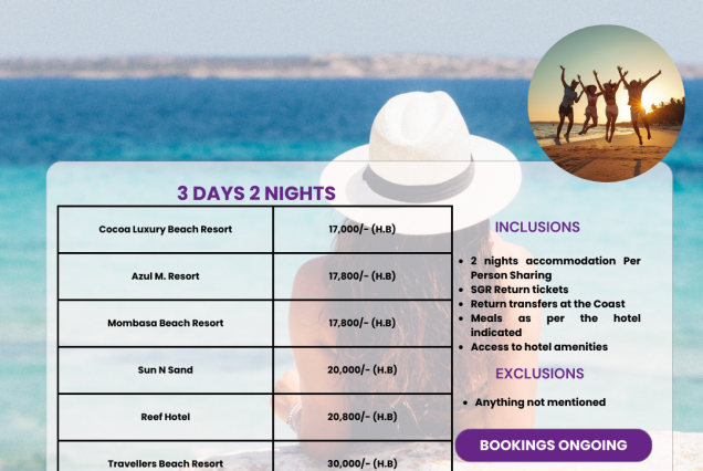 Scenic Mombasa coastline with palm trees and clear waters, perfect for travelers booking Mombasa packages from Nairobi with MDV Safaris.